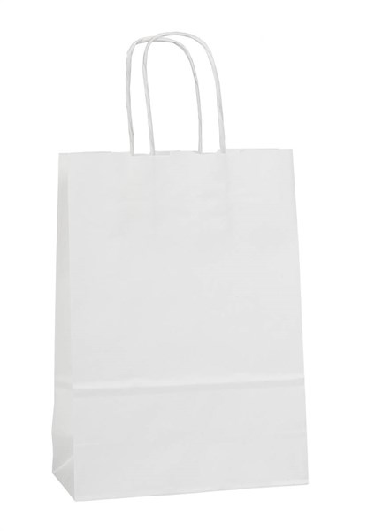 Obrázky: Papírová taška 18x8x24 cm, krouc. šňůra, bílá-kraft, Obrázek 1