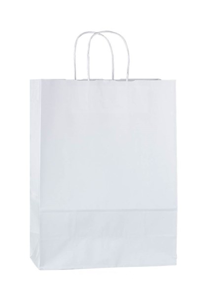 Obrázky: Papírová taška 24x11x33 cm,krouc. šňůra, bílá-kraft, Obrázek 1