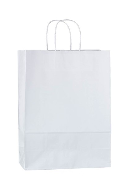 Obrázky: Papírová taška 26x12x34 cm,krouc. šňůra, bílá-kraft