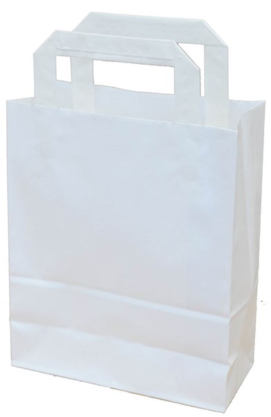 Obrázky: Papírová taška 18x8x22 cm, ploché drž., bílá-kraft