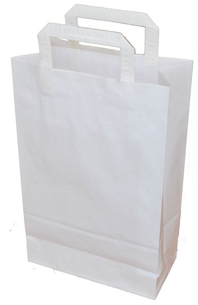 Obrázky: Papírová taška 22x10x36 cm, ploché drž., bílá-kraft, Obrázek 1