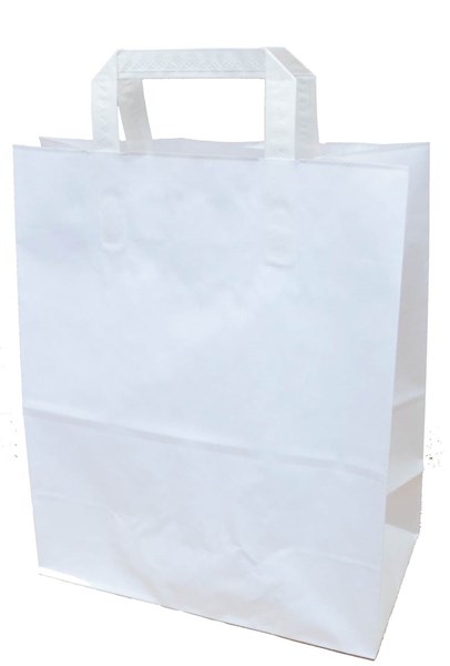 Obrázky: Papírová taška 26x14x32 cm, ploché drž., bílá-kraft