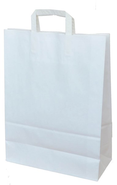 Obrázky: Papírová taška 32x14x42 cm, ploché drž., bílá-kraft, Obrázek 1