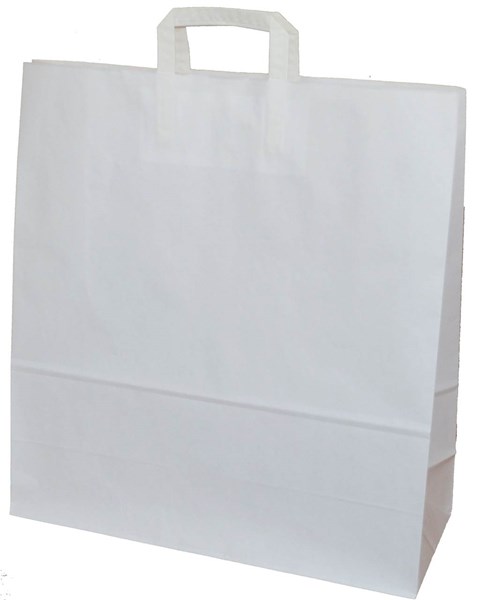 Obrázky: Papírová taška 45x17x48 cm, ploché drž., bílá-kraft, Obrázek 1