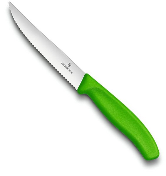 Obrázky: Zelený steakový nůž VICTORINOX 12 cm, vlnkové ostří, Obrázek 1