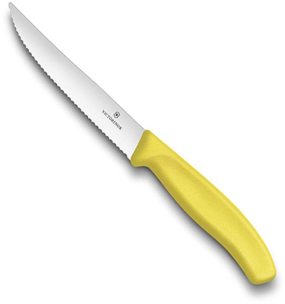 Obrázky: Žlutý steakový nůž VICTORINOX 12 cm, vlnkové ostří