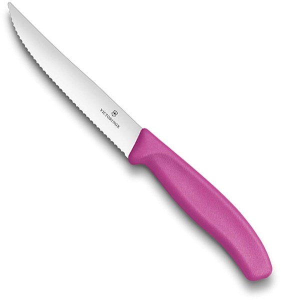 Obrázky: Růžový steakový nůž VICTORINOX 12 cm, vlnkové ostří, Obrázek 1