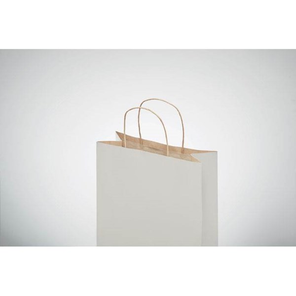 Obrázky: Papírová taška (recyklo) bílá 18x8x21cm, kroucená držadla, Obrázek 2
