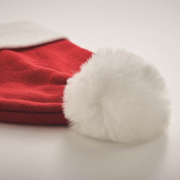 Obrázky: Vánoční červená pletená čepice s bílou bambulí, Obrázek 4