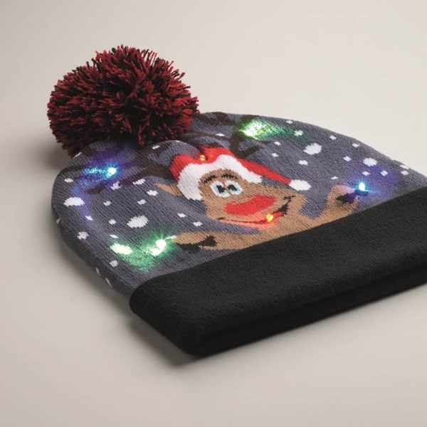 Obrázky: Vánoční pletená čepice s 6 LED světly, modrá, Obrázek 5