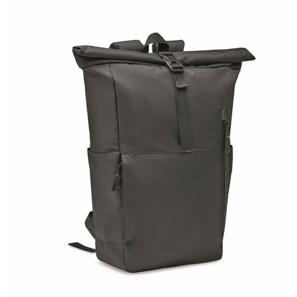 Obrázky: Černý rolovací batoh na notebook z 300D RPET PE