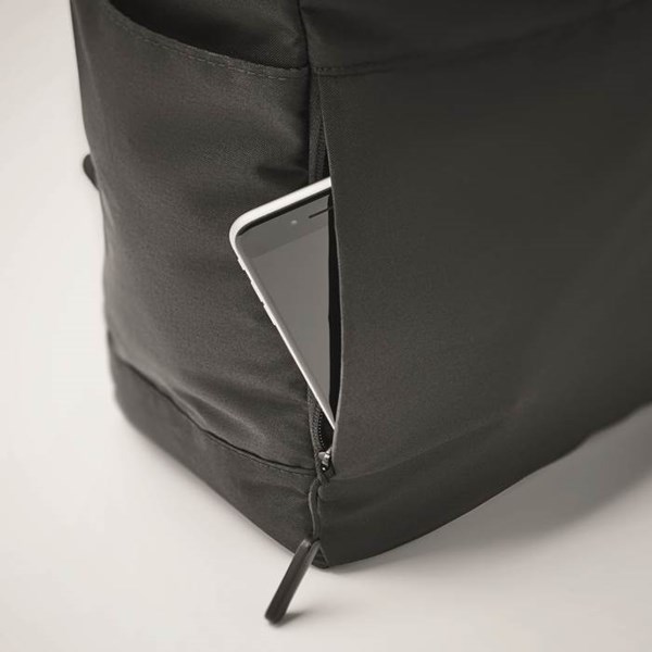 Obrázky: Černý rolovací batoh na notebook z 300D RPET PE, Obrázek 9