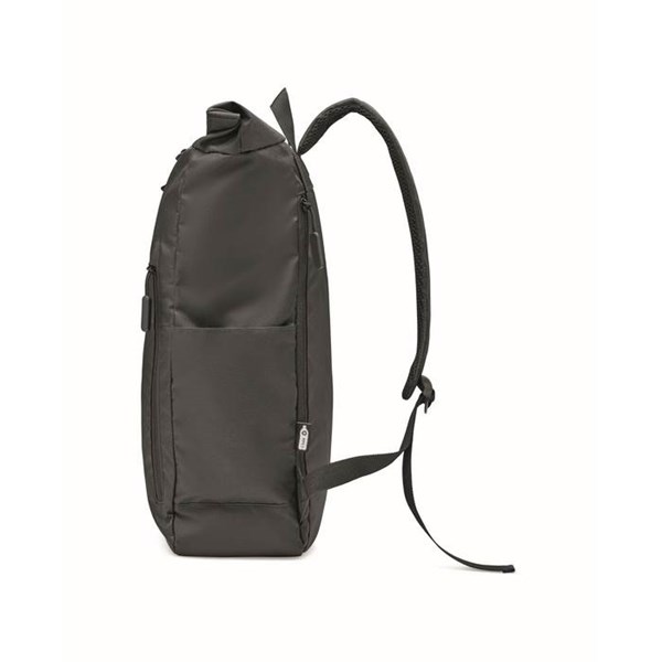 Obrázky: Černý rolovací batoh na notebook z 300D RPET PE, Obrázek 16