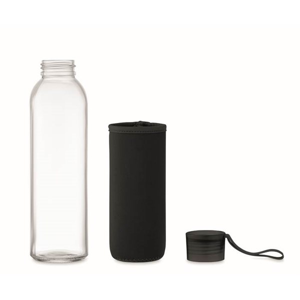 Obrázky: Láhev ze skla s černým neopren. obalem, 500 ml, Obrázek 7