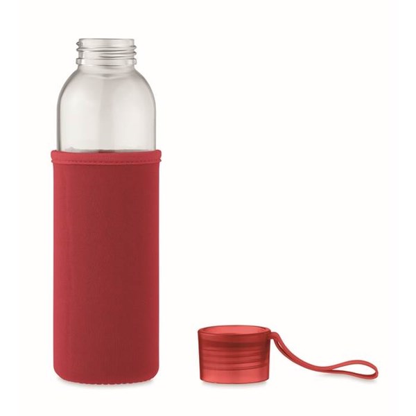 Obrázky: Láhev ze skla s červeným neopren. obalem, 500 ml, Obrázek 6