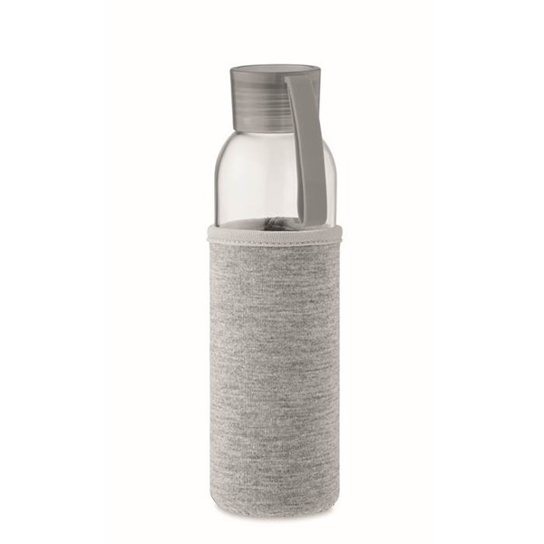 Obrázky: Láhev ze skla s šedým neopren. obalem, 500 ml