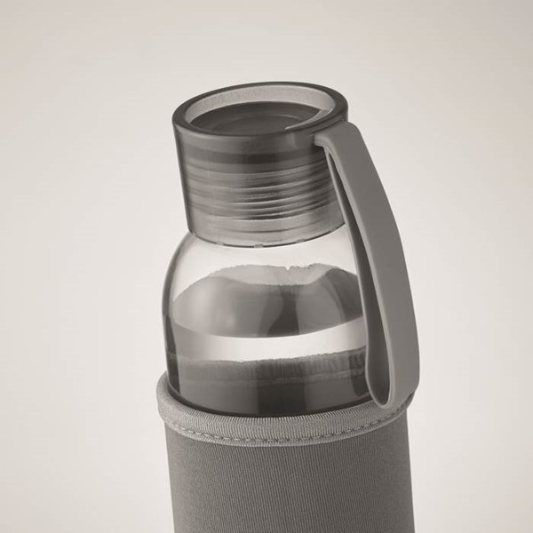 Obrázky: Láhev ze skla s šedým neopren. obalem, 500 ml, Obrázek 2