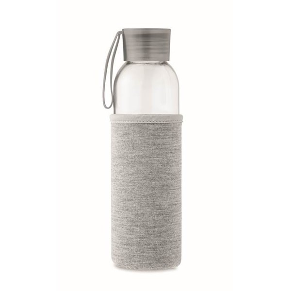 Obrázky: Láhev ze skla s šedým neopren. obalem, 500 ml, Obrázek 4