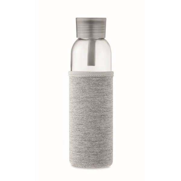 Obrázky: Láhev ze skla s šedým neopren. obalem, 500 ml, Obrázek 5