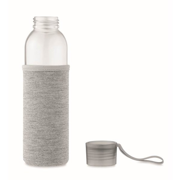Obrázky: Láhev ze skla s šedým neopren. obalem, 500 ml, Obrázek 6