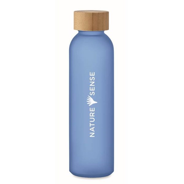 Obrázky: Transparentní modrá matná skleněná láhev 500 ml., Obrázek 10