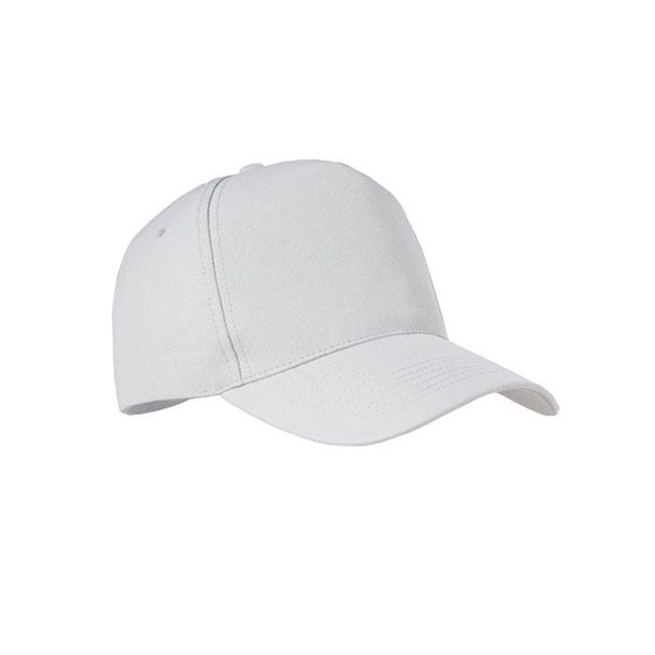 Obrázky: Bílá pětipanelová čepice z RPET polyesteru, Obrázek 1