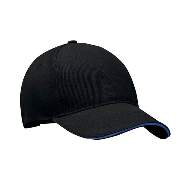 Obrázky: Černo modrá pětipanelová čepice z keprové bavlny, Obrázek 1