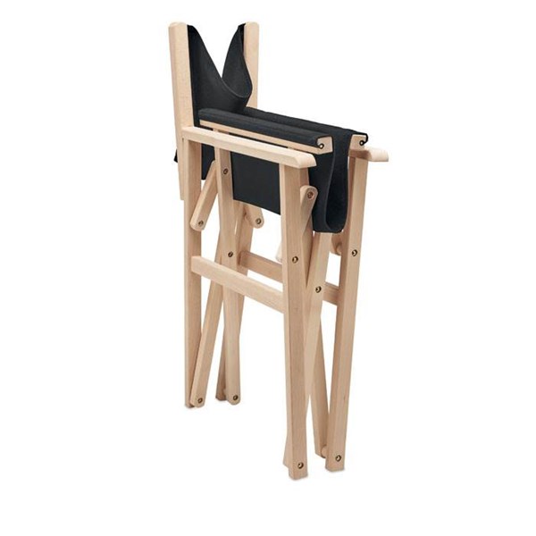 Obrázky: Černá skládací plážová/kempingová dřevěná židle, Obrázek 1