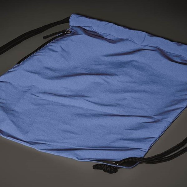 Obrázky: Modrý lesklý stahovací batoh s boční kapsou, Obrázek 5