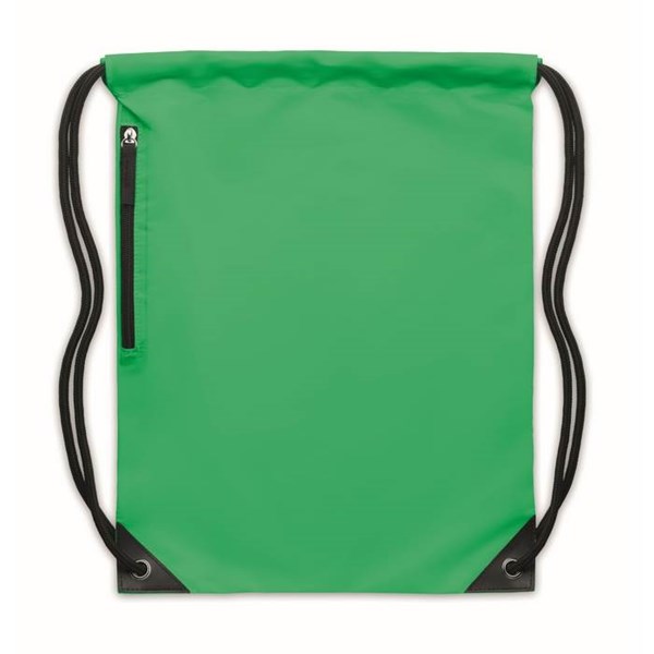 Obrázky: Zelený lesklý stahovací batoh s boční kapsou, Obrázek 2