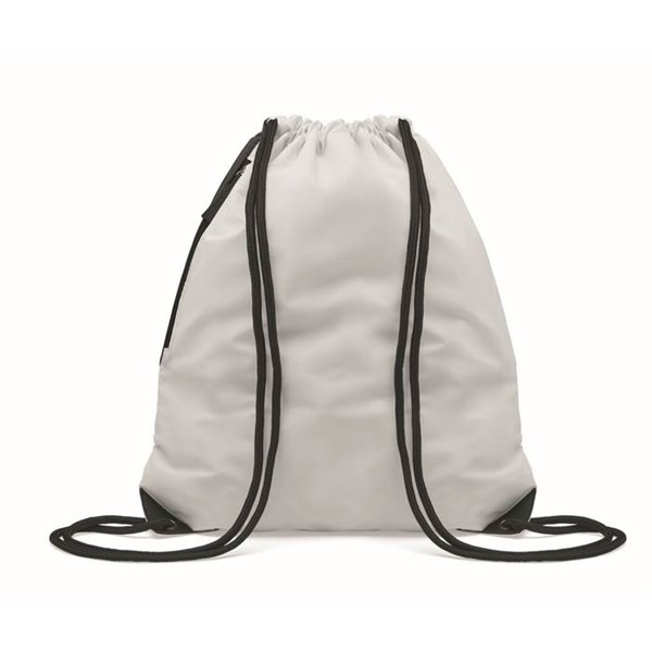 Obrázky: Bílý lesklý stahovací batoh s boční kapsou, Obrázek 6