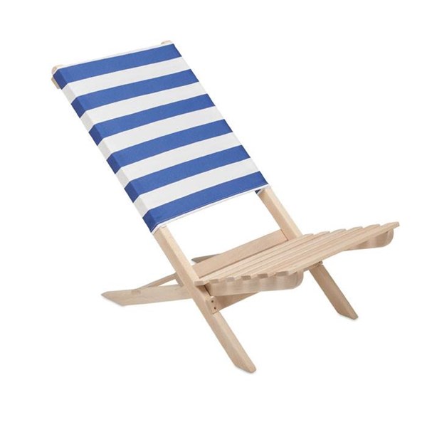 Obrázky: Skládací plážové lehátko s bílo-modrým opěradlem
