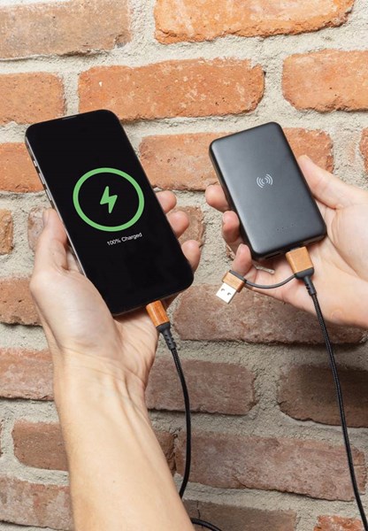 Obrázky: Černá bezdrátová powerbanka 5000 mAh z rec. plastu, Obrázek 10