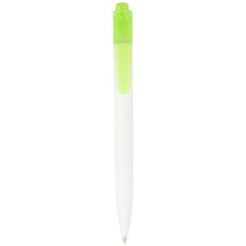 Obrázky: Zeleno-bílé kul.pero z plastu recykl. z oceánu