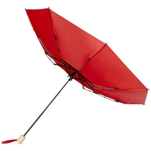 Obrázky: Skládací rPET větru odolný deštník, červený, Obrázek 4