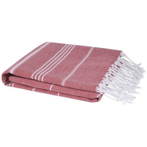 Obrázky: Červený bavlněný ručník hammam 100 x 180 cm