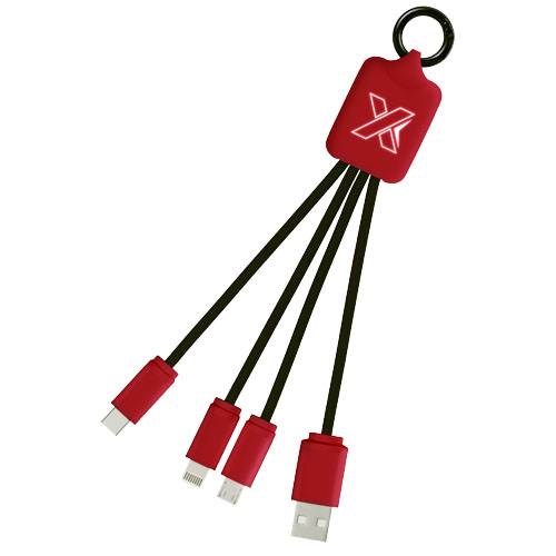 Obrázky: Červený prosvětlený kabel SCX se čtyřmi konektory