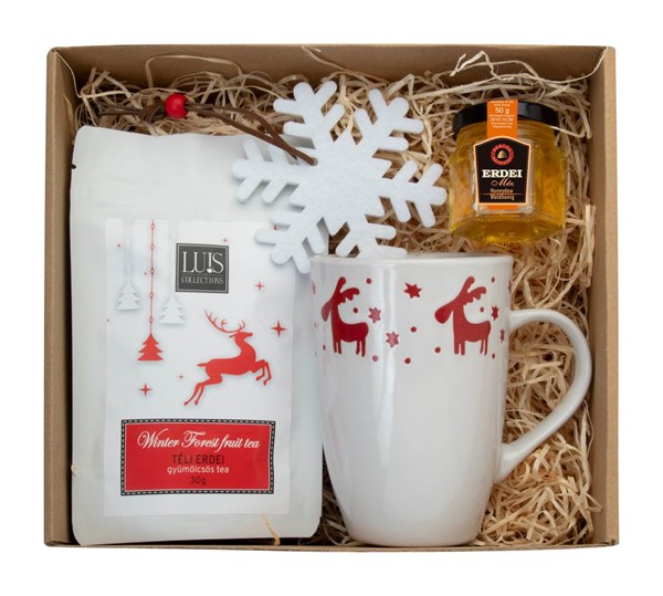 Obrázky: Vánoční dárková sada-čaj,hrnek,lesní med,ozdoba