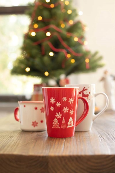 Obrázky: Vánoční červený porcelánový hrnek 380 ml, Obrázek 2