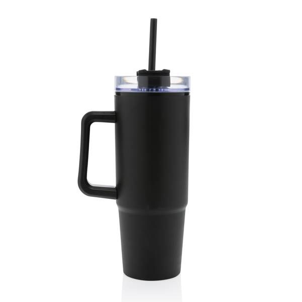 Obrázky: Černý termohrnek s uchem Tana 900ml, rec. plast, Obrázek 2