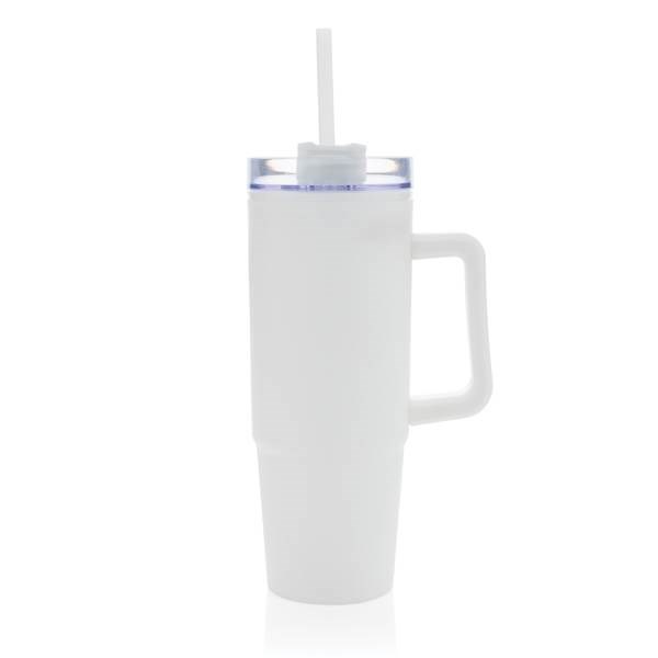 Obrázky: Bílý termohrnek s uchem Tana 900ml, rec. plast, Obrázek 4