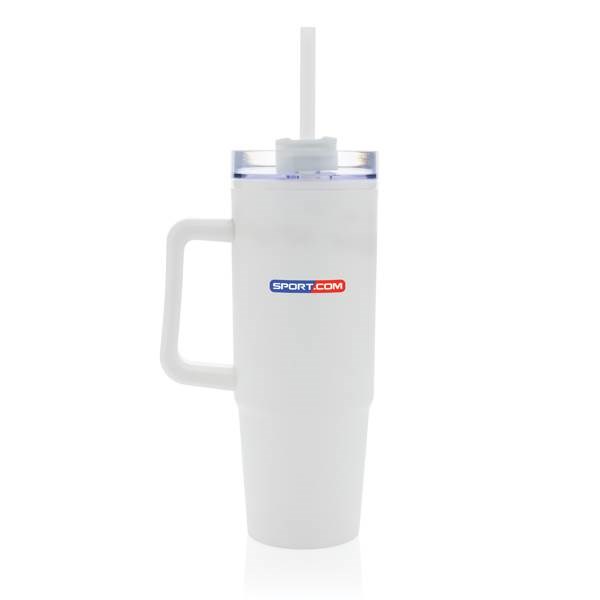 Obrázky: Bílý termohrnek s uchem Tana 900ml, rec. plast, Obrázek 6