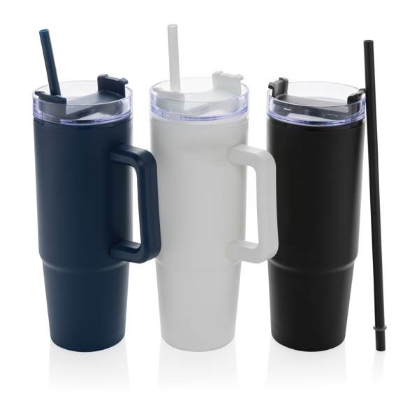 Obrázky: Bílý termohrnek s uchem Tana 900ml, rec. plast, Obrázek 7