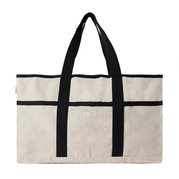 Obrázky: Bílo/černá plážová taška VINGA, recykl. canvas