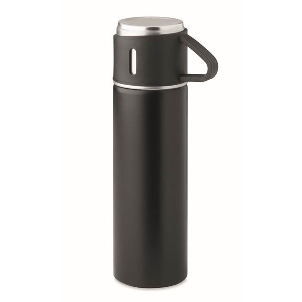 Obrázky: Černá nerezová termoska 420ml s hrnkem 150ml