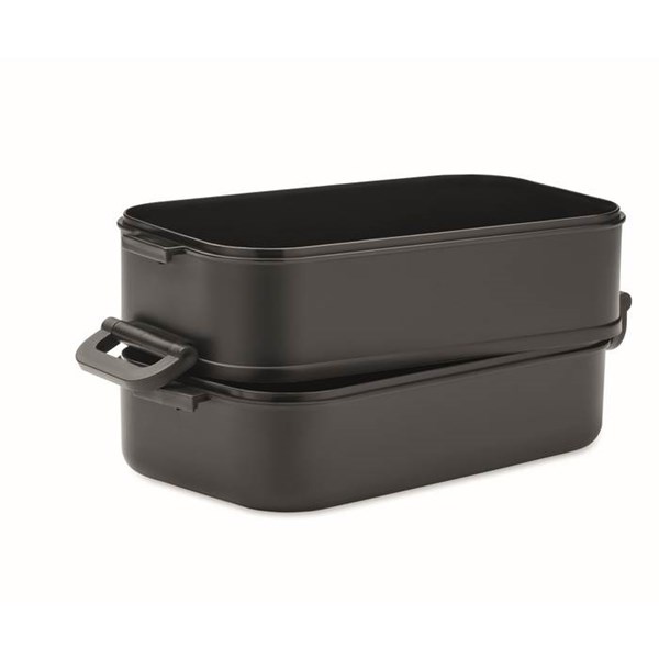 Obrázky: Černý dvoupatr. recykl. box na oběd s madlem, Obrázek 3