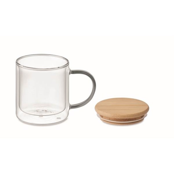 Obrázky: Dvoustěnný skleněný hrnek 300ml, šedé ucho, Obrázek 3