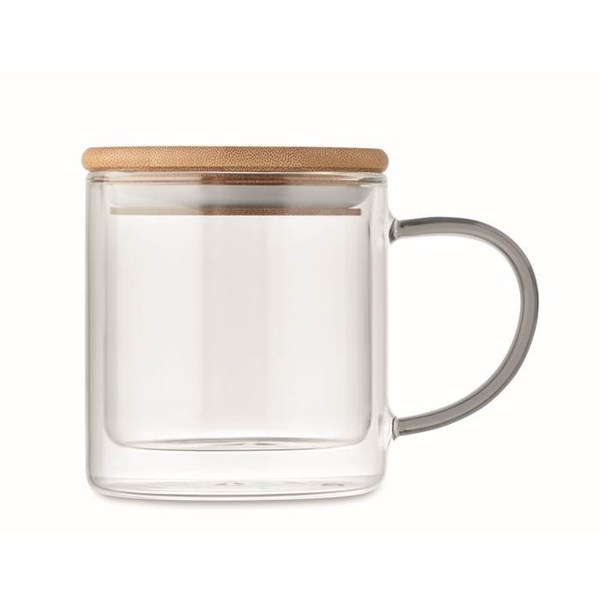 Obrázky: Dvoustěnný skleněný hrnek 300ml, šedé ucho, Obrázek 5