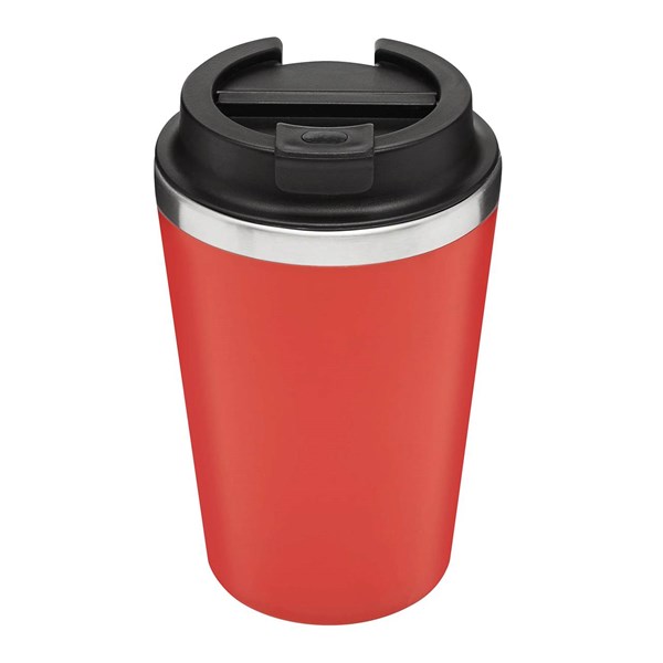 Obrázky: Dvoustěnný termohrnek 350ml nerez/plast červený