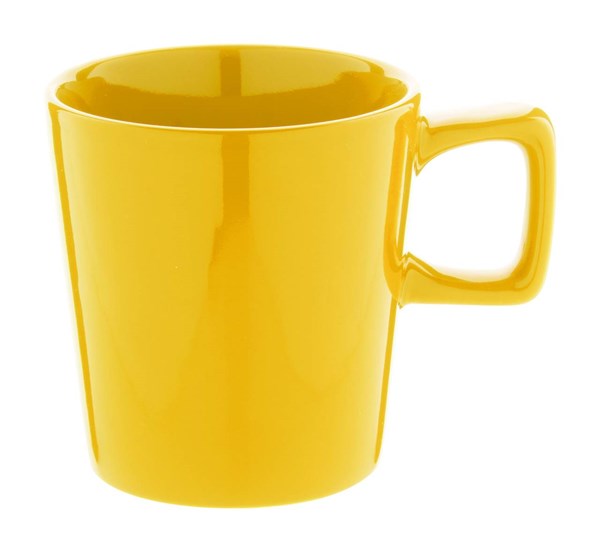 Obrázky: Lesklý žlutý keram. hrnek v kraft. krabičce 280ml